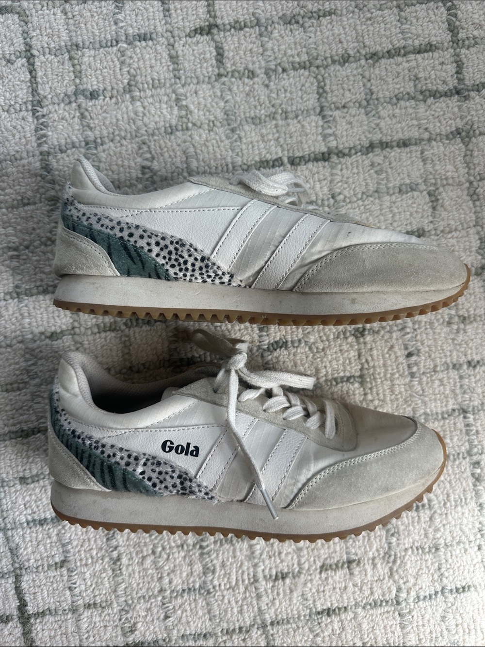 Gola White Sneakers with Gray & Teal Side Detail
